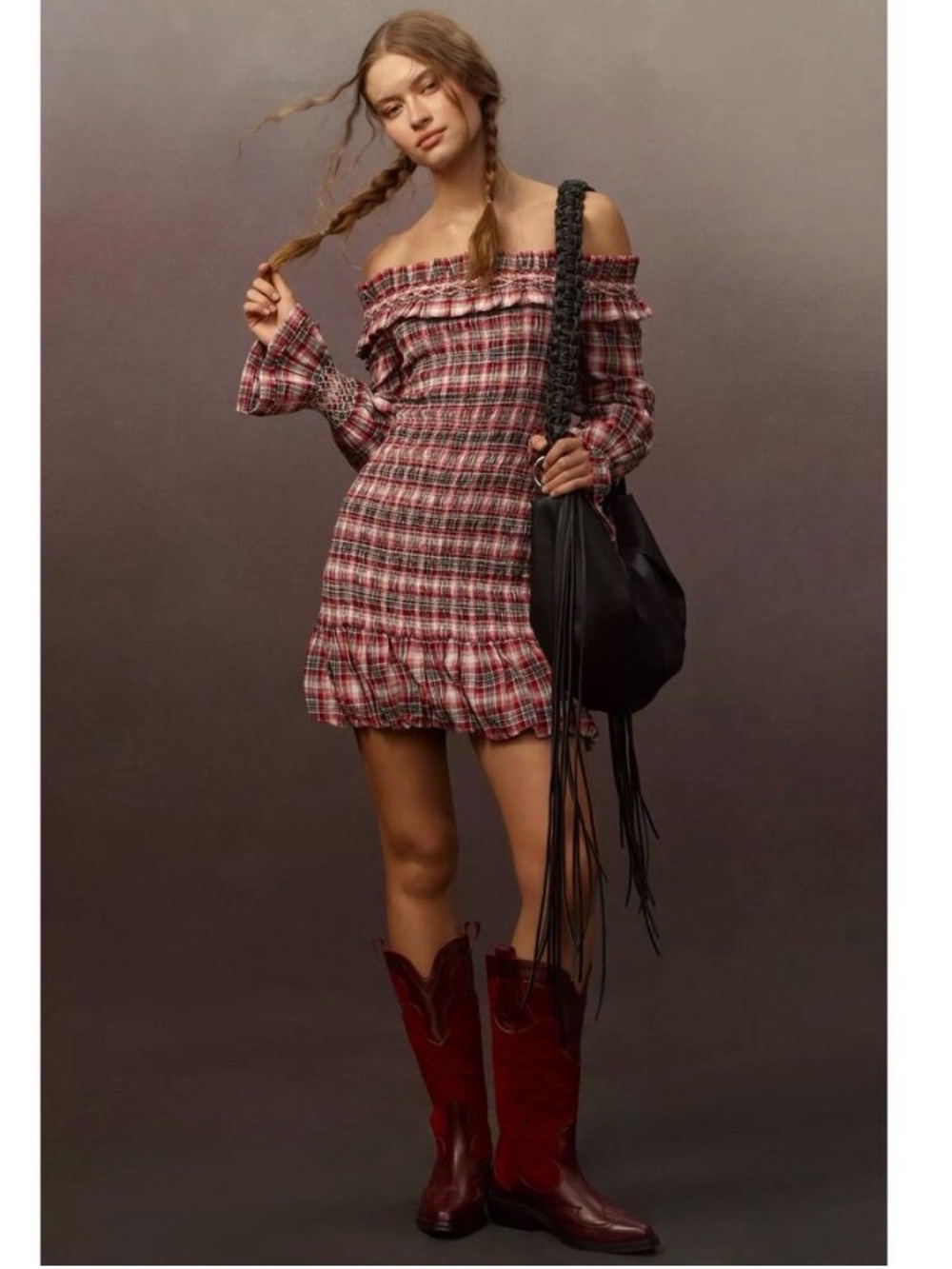 Anthropologie Pilcro Smocked Plaid Mini Dress - Size Small